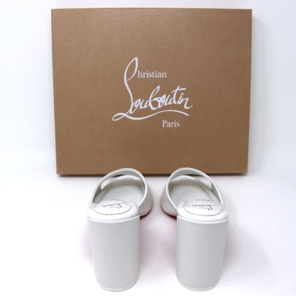 Christian Louboutin 37.5 NEW Jane Mule 85 Bianco White Block Heel Sandal - Picture 6 of 16